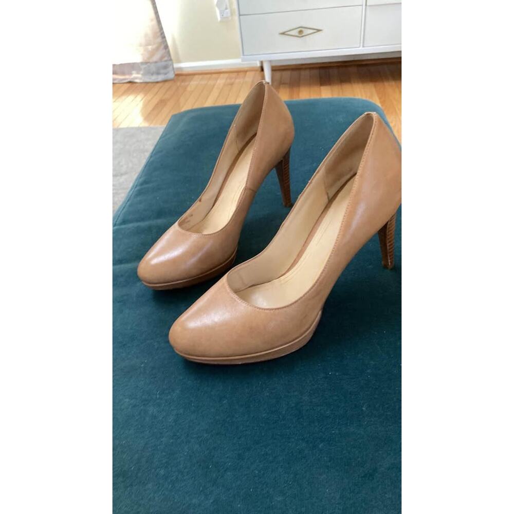 Cole Haan tan platform heels with Nike Air soles